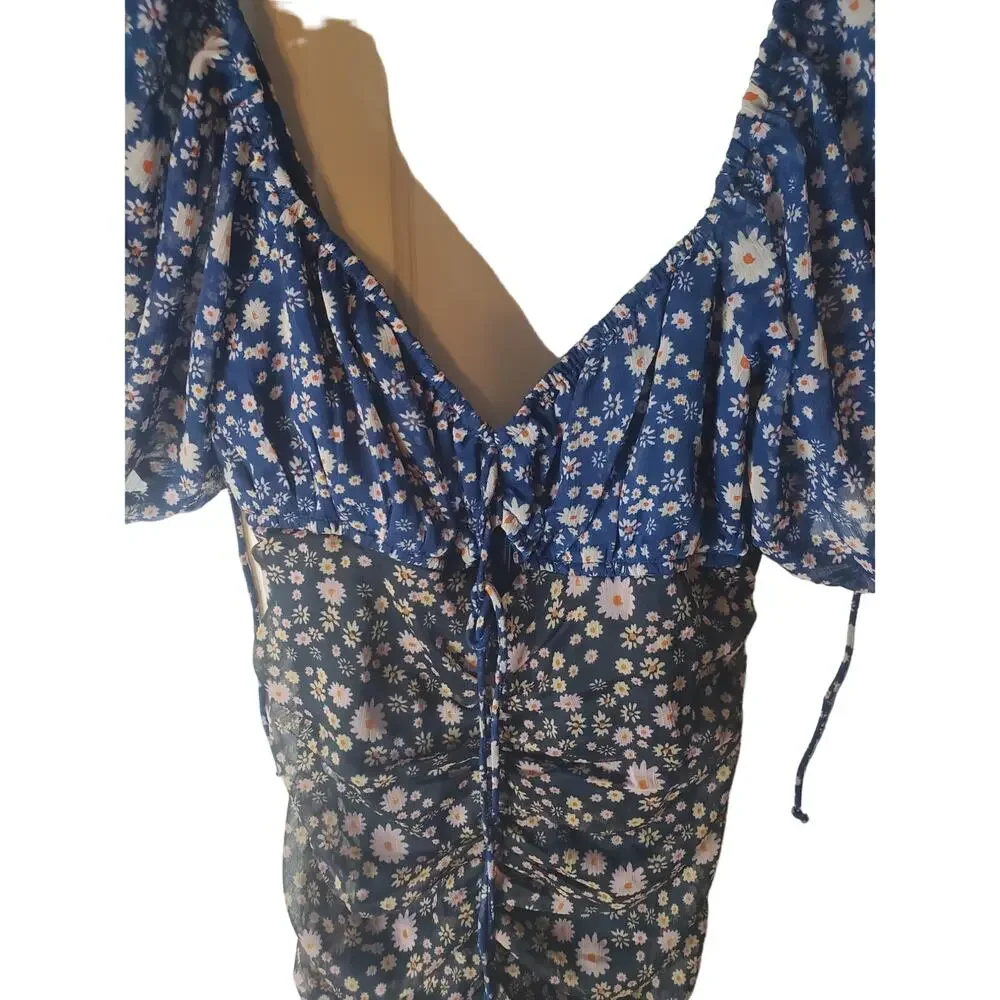 Free People Tessa Dress Floral Combo - Mini Chiffon Coastal Cowgirl, XS